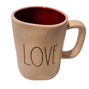 Rae Dunn "LOVE" White  Coffee Mug - Red Inside Artisan Collection By Magenta